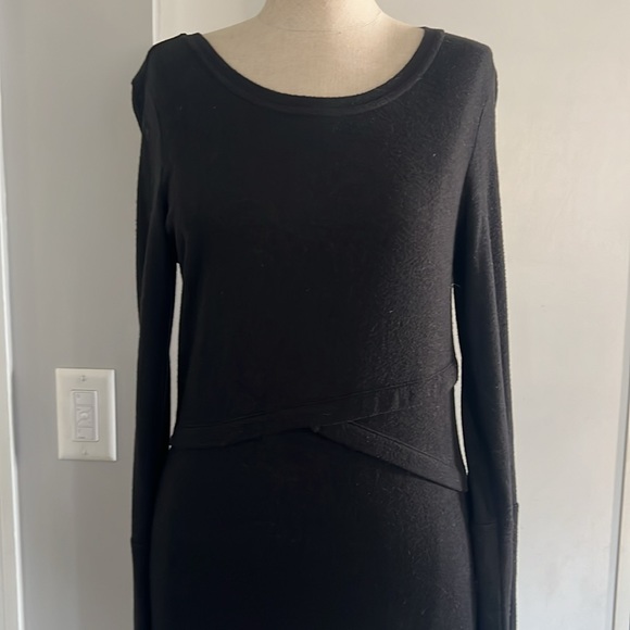 Sweater dress with cross front detail, Black long sleeve, from Express - Picture 3 of 5